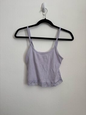 Cotton On Body Lavender Ribbed Lace-Trim Cami